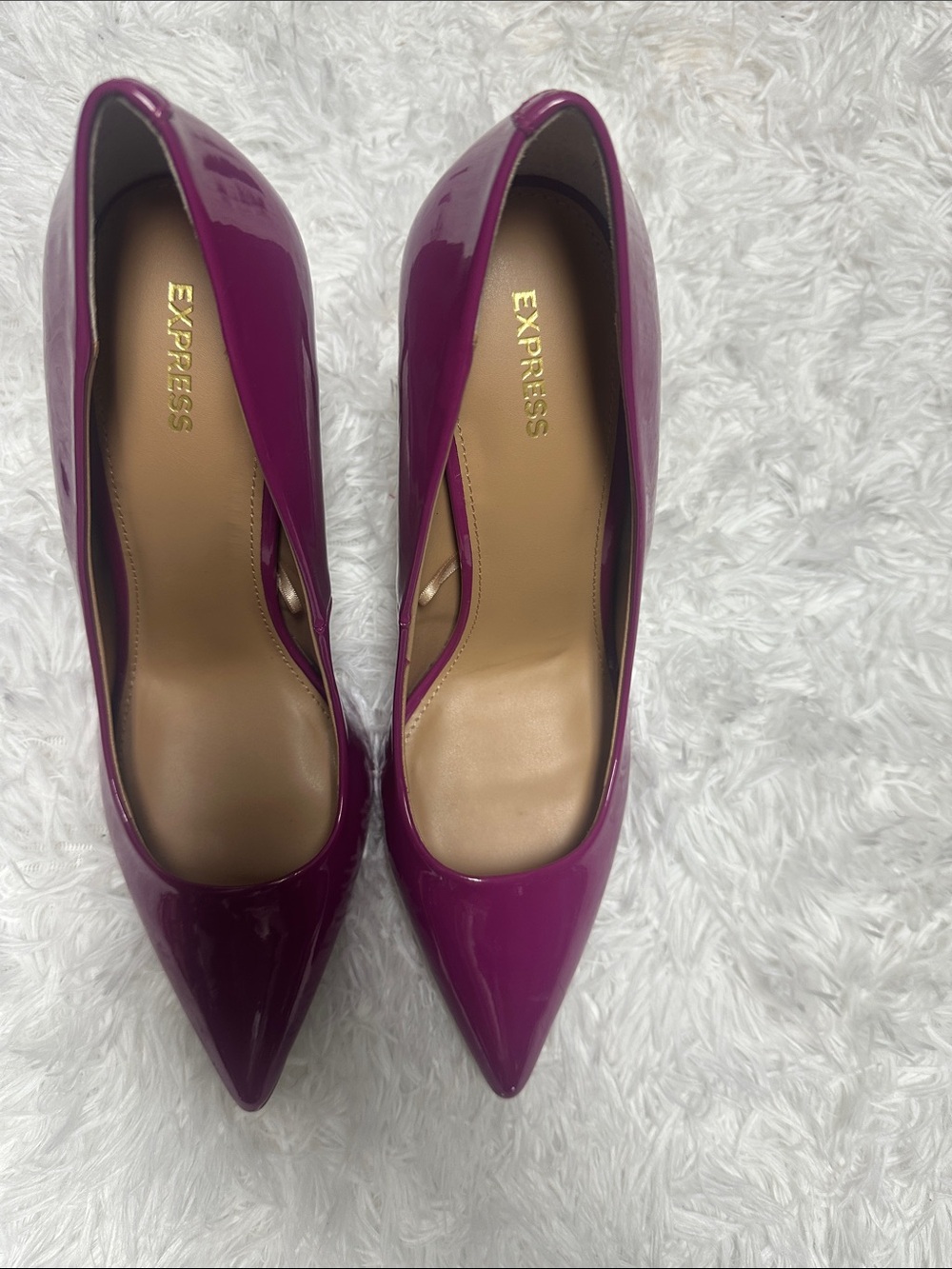 Express Patent Pointed-Toe Pumps in Magenta